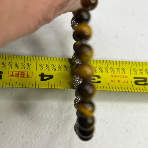 Tigers Eye & Rhinestone Beaded Stretch Bracelet - Picture 7 of 9